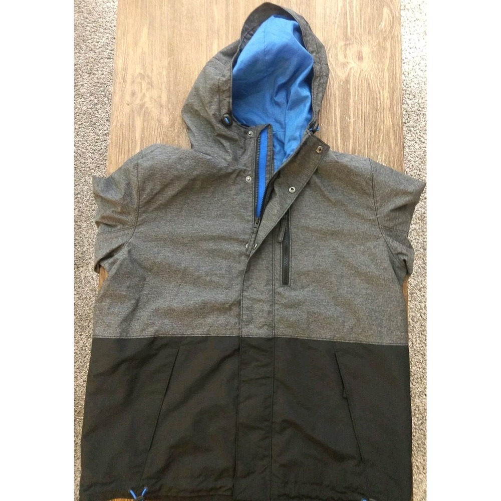 AE Snaps Zipper Pockets Hook Loop Cuffs Rain/Wind Jacket Grey Black Men's Size L